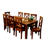 Takhat Style Wooden Dining Table with Vertical Slat Wooden Chairs 